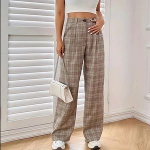 Plaid High-Waisted Women's Pants